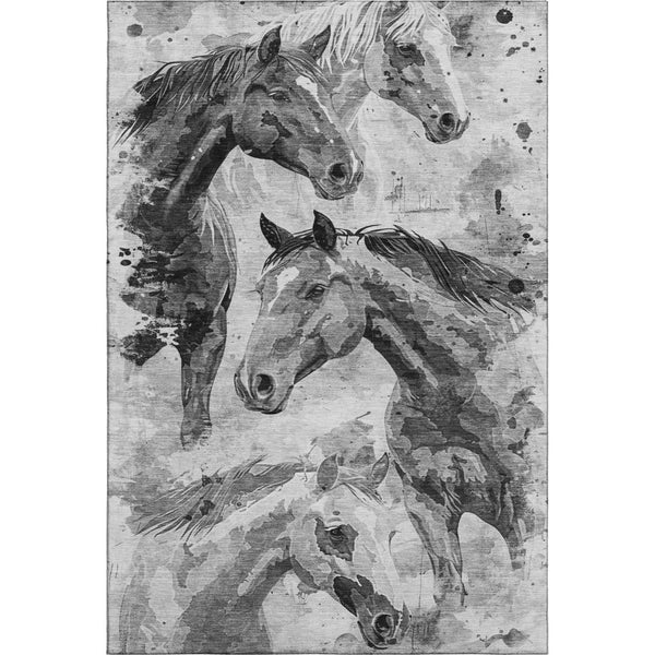 HomeRoots 10' X 14' Stylish Gray Silver Charcoal Animal Print Washable Area Rug with UV Protection & Durability 699064