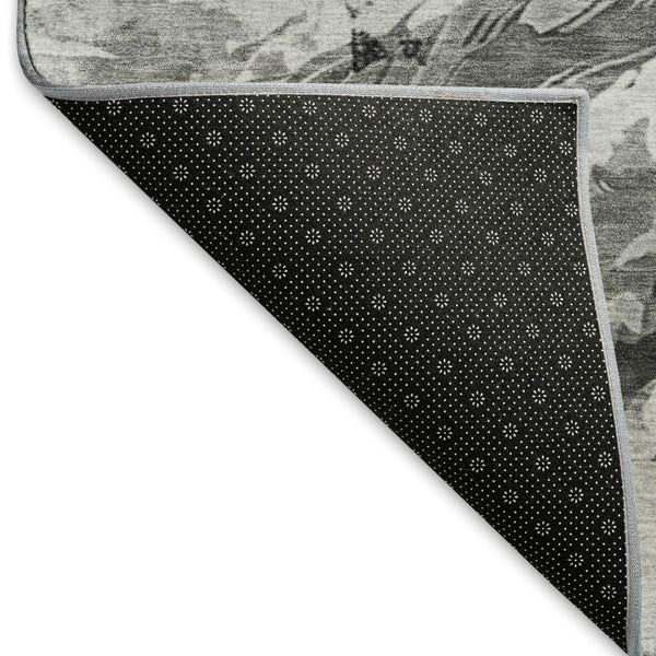 HomeRoots 10' X 14' Stylish Gray Silver Charcoal Animal Print Washable Area Rug with UV Protection & Durability 699064