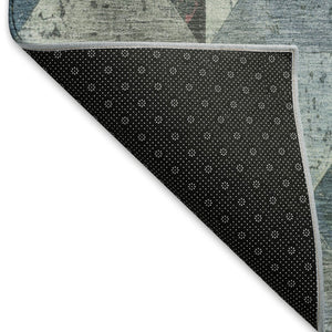 HomeRoots 9' X 12' Geometric Area Rug in Denim Blue, Blush & Ivory - Durable, Washable & UV Protected Design! 699069