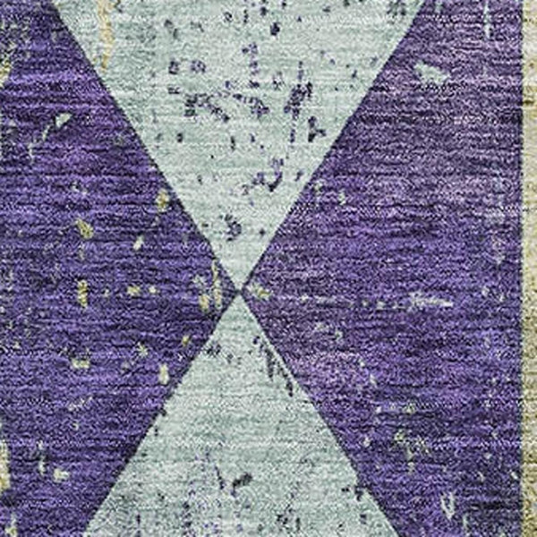 HomeRoots 5' X 8' Eggplant Gold Ivory Geometric Rug - Stylish, Washable, UV-Protected, Perfect for High-Traffic Areas 699072