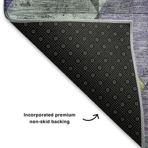 HomeRoots 8' X 10' Eggplant Gold Ivory Geometric Area Rug - Washable, UV-Protected, and Perfect for Families 699074