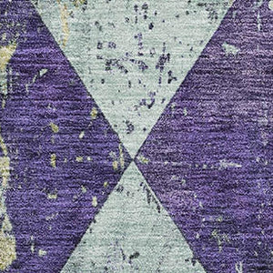 HomeRoots 8' X 10' Eggplant Gold Ivory Geometric Area Rug - Washable, UV-Protected, and Perfect for Families 699074