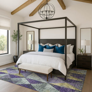 HomeRoots 10' X 14' Eggplant Gold Ivory Geometric Washable Area Rug - Durable, Stylish & UV Protected Design 699076