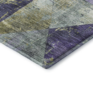 HomeRoots 10' X 14' Eggplant Gold Ivory Geometric Washable Area Rug - Durable, Stylish & UV Protected Design 699076