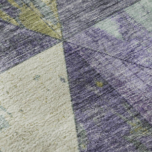 HomeRoots 10' X 14' Eggplant Gold Ivory Geometric Washable Area Rug - Durable, Stylish & UV Protected Design 699076