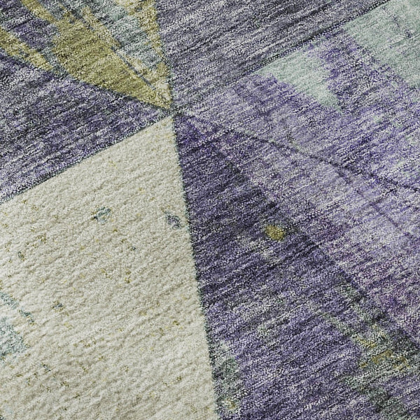 HomeRoots 10' X 14' Eggplant Gold Ivory Geometric Washable Area Rug - Durable, Stylish & UV Protected Design 699076