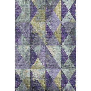 HomeRoots 10' X 14' Eggplant Gold Ivory Geometric Washable Area Rug - Durable, Stylish & UV Protected Design 699076