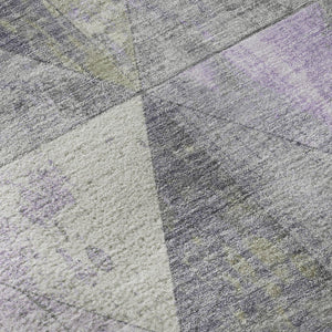 HomeRoots 8' Modern Geometric Washable Round Rug in Lavender, Fern Green & Ivory - UV Protected & Durable 699079