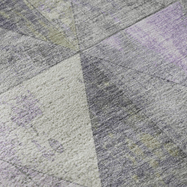 HomeRoots 8' Modern Geometric Washable Round Rug in Lavender, Fern Green & Ivory - UV Protected & Durable 699079