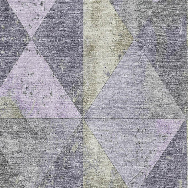 HomeRoots 8' X 10' Stylish Lavender Fern Green Geometric Area Rug – Washable, UV Protected & Durable Design 699080