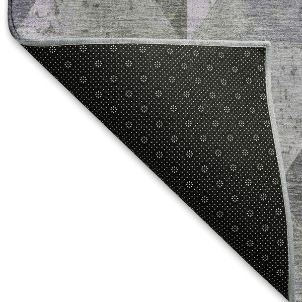 HomeRoots 10' Geometric Lavender Fern Green Area Rug - Washable, UV-Protected, Stain-Resistant, Durable Design 699082