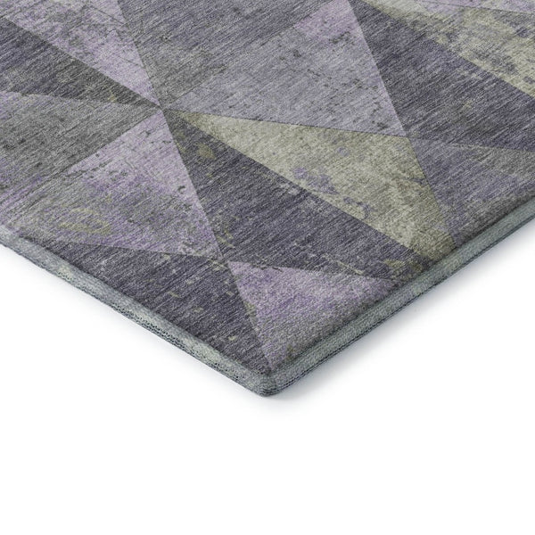 HomeRoots 10' Geometric Lavender Fern Green Area Rug - Washable, UV-Protected, Stain-Resistant, Durable Design 699082
