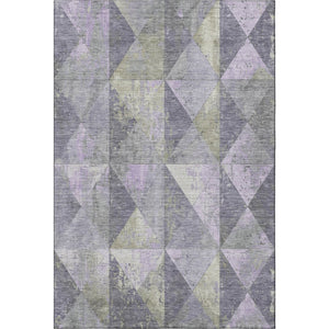 HomeRoots 10' Geometric Lavender Fern Green Area Rug - Washable, UV-Protected, Stain-Resistant, Durable Design 699082