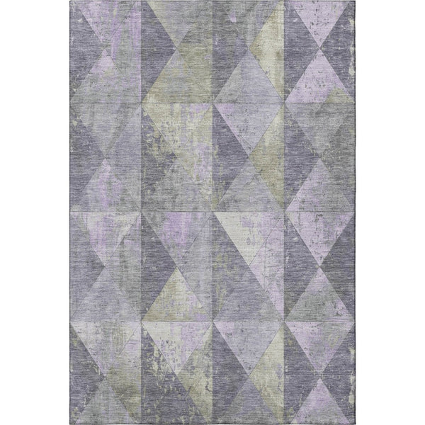 HomeRoots 10' Geometric Lavender Fern Green Area Rug - Washable, UV-Protected, Stain-Resistant, Durable Design 699082
