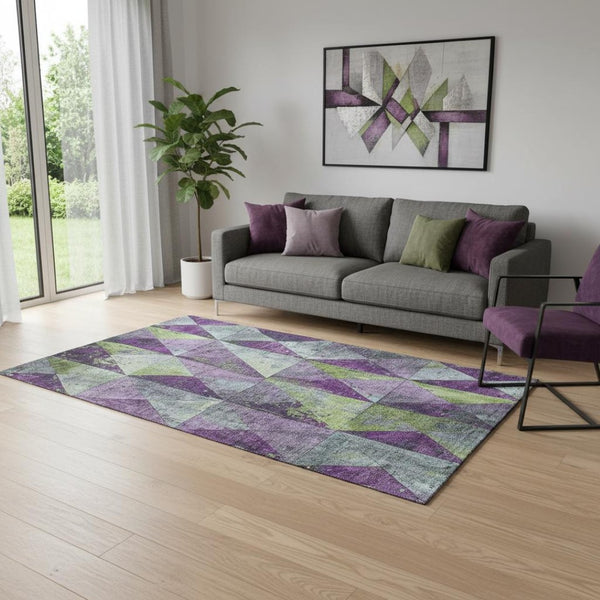 HomeRoots 5' X 8' Colorful Geometric Washable Area Rug with UV Protection - Durable & Stylish for Any Space! 699090
