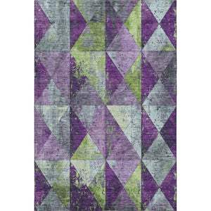 HomeRoots 10' X 14' Geometric Washable Area Rug in Purple, Green & Ivory - UV Protected & Stain Resistant! 699094