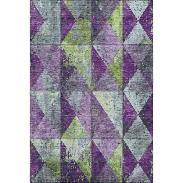 HomeRoots 10' X 14' Geometric Washable Area Rug in Purple, Green & Ivory - UV Protected & Stain Resistant! 699094