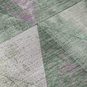 HomeRoots 8' X 10' Stylish Sage Purple & Ivory Geometric Area Rug – Washable, UV Protected & Pet-Friendly! 699098