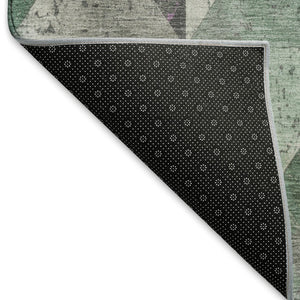 HomeRoots 9' X 12' Sage, Purple & Ivory Geometric Washable Area Rug - Durable, UV-Protected & Stylish Design 699099