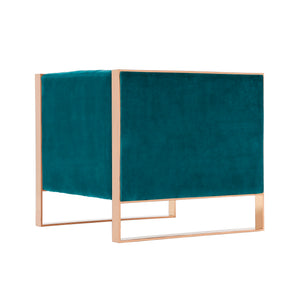 English Elm Trillium Velvet Lounge Chair with Gold Stainless Steel Frame, Plush High-Density Foam, No Assembly Required Teal B365P398014