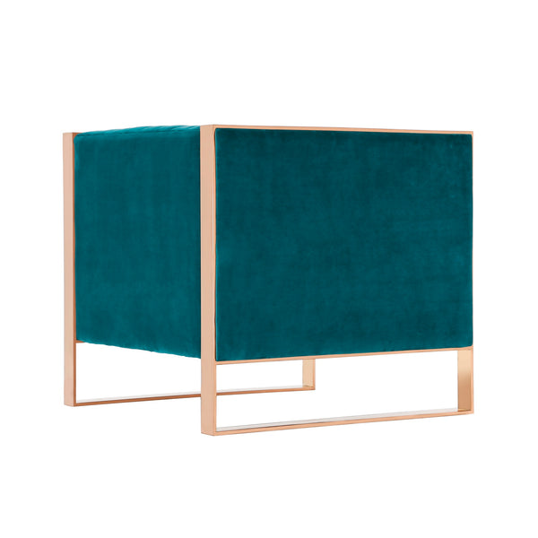 English Elm Trillium Velvet Lounge Chair with Gold Stainless Steel Frame, Plush High-Density Foam, No Assembly Required Teal B365P398014
