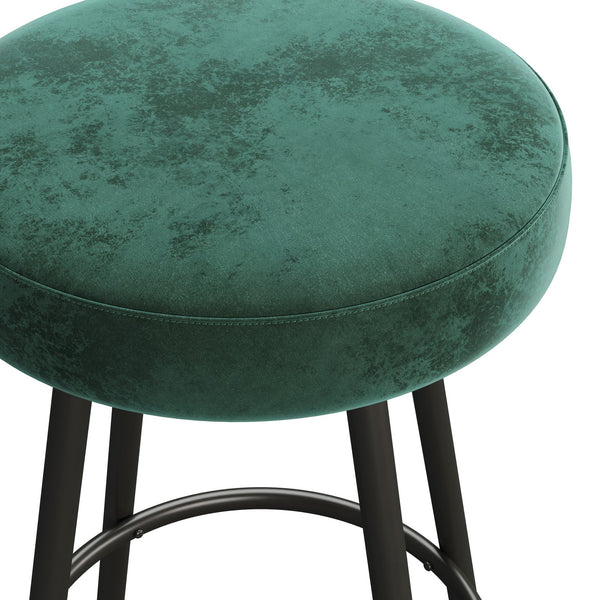 English Elm Walker Edison - Modern Modern Glam Upholstered Faux Velvet Bar Stool Set of 2 in Emerald – Ultra-Soft Foam Cushion, Steel Frame, Quick Assembly, Scratch-Resistant Glides B185P168961