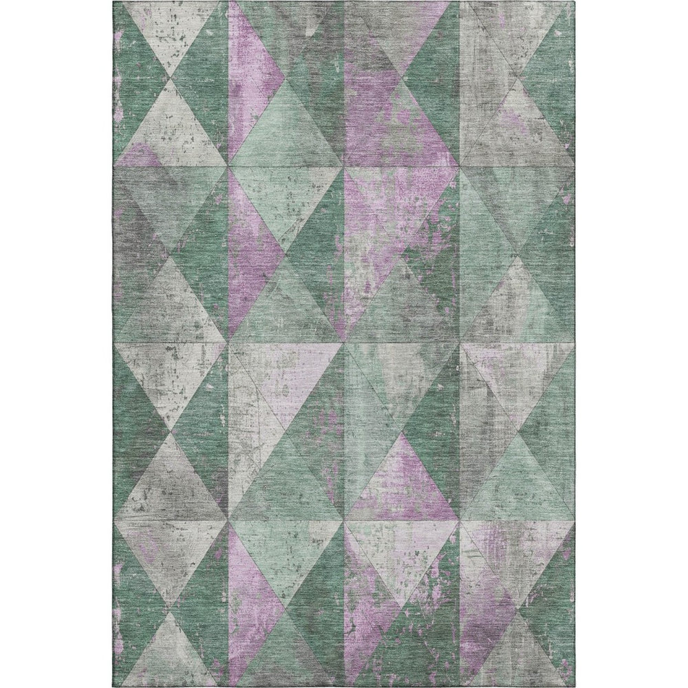 HomeRoots 10' Geometric Sage Purple and Ivory Washable Area Rug with UV Protection for Stylish Living Spaces 699100