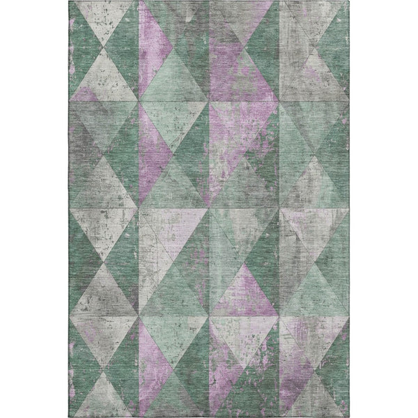 HomeRoots 10' Geometric Sage Purple and Ivory Washable Area Rug with UV Protection for Stylish Living Spaces 699100