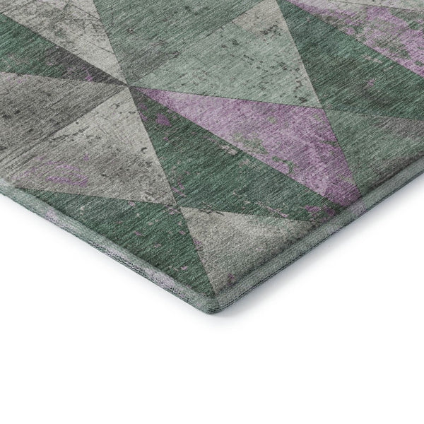 HomeRoots 10' Geometric Sage Purple and Ivory Washable Area Rug with UV Protection for Stylish Living Spaces 699100