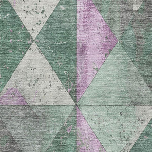 HomeRoots 10' Geometric Sage Purple and Ivory Washable Area Rug with UV Protection for Stylish Living Spaces 699100