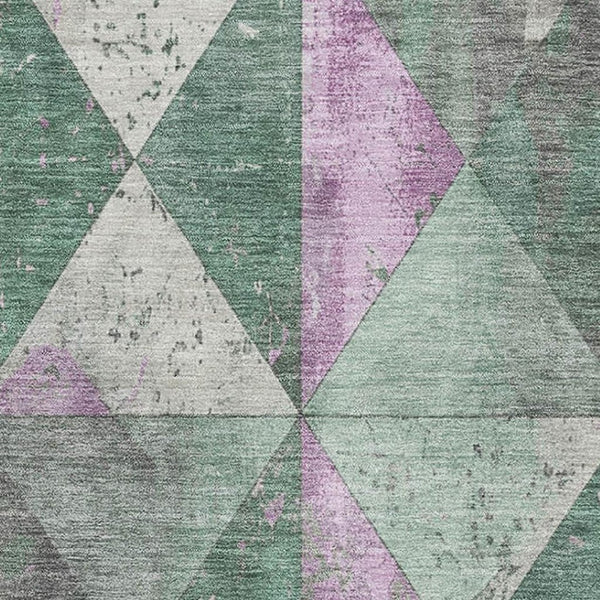 HomeRoots 10' Geometric Sage Purple and Ivory Washable Area Rug with UV Protection for Stylish Living Spaces 699100