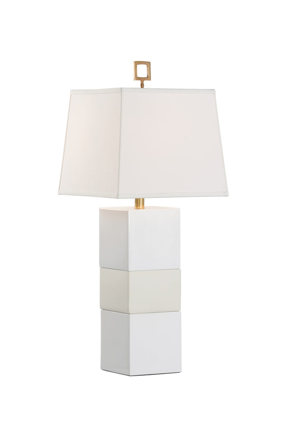 Chelsea House Banded Italian Table Lamp White — Slim 32.5" Handcrafted Gloss & Matte Bands, Warm Ambient Light 69911