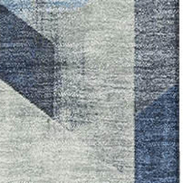 HomeRoots 8' X 10' Modern Geometric Area Rug in Navy, Green & Gray - Washable, UV Protected for Durability 699116