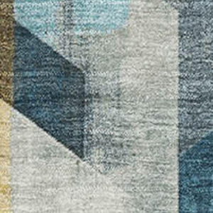 HomeRoots 8' X 10' Teal Gold Silver Geometric Area Rug – Washable, UV-Protected, Stylish & Durable for Homes 699122