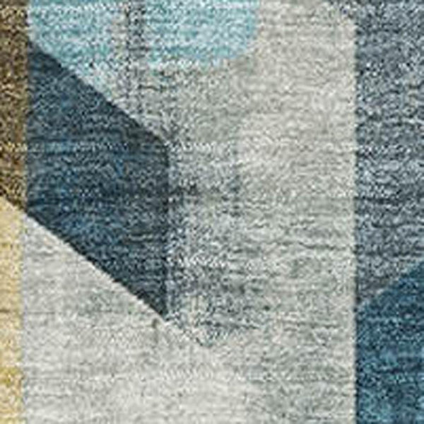 HomeRoots 8' X 10' Teal Gold Silver Geometric Area Rug – Washable, UV-Protected, Stylish & Durable for Homes 699122
