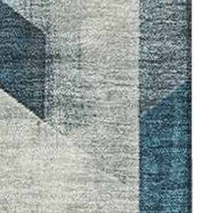 HomeRoots 9' X 12' Teal, Gold & Silver Geometric Area Rug - Washable, UV-Protected, Durable for Busy Homes 699123