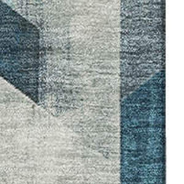 HomeRoots 9' X 12' Teal, Gold & Silver Geometric Area Rug - Washable, UV-Protected, Durable for Busy Homes 699123