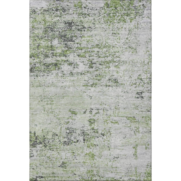 HomeRoots 5' X 8' Artichoke Green and Ivory Abstract Rug - Durable, Washable, UV-Protected, Stain-Resistant! 699126
