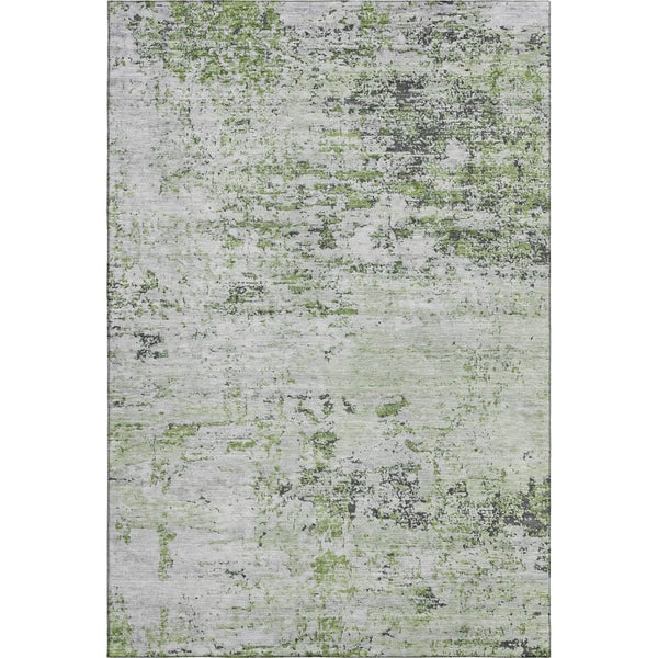 HomeRoots 9' X 12' Artichoke Green Abstract Area Rug - Washable, UV Protected, Durable for Active Homes! 699129