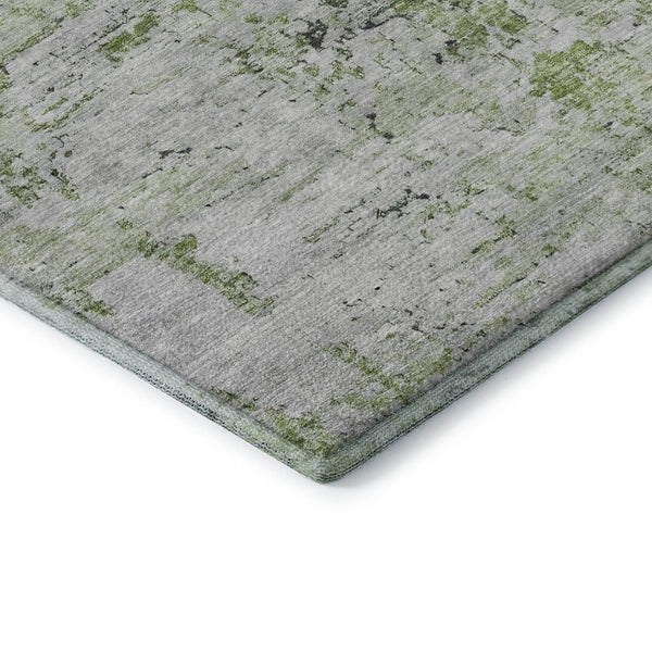 HomeRoots 9' X 12' Artichoke Green Abstract Area Rug - Washable, UV Protected, Durable for Active Homes! 699129