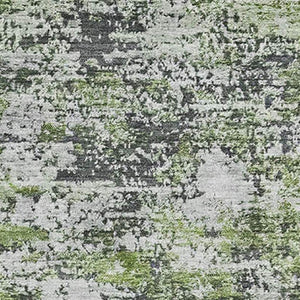 HomeRoots 9' X 12' Artichoke Green Abstract Area Rug - Washable, UV Protected, Durable for Active Homes! 699129