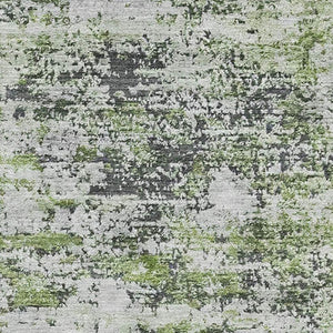HomeRoots 9' X 12' Artichoke Green Abstract Area Rug - Washable, UV Protected, Durable for Active Homes! 699129