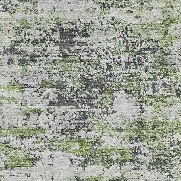 HomeRoots 9' X 12' Artichoke Green Abstract Area Rug - Washable, UV Protected, Durable for Active Homes! 699129