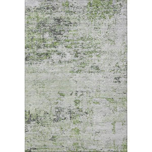 HomeRoots 10' X 14' Artichoke Green & Ivory Abstract Area Rug - Washable, UV Protected, Stain-Resistant Design 699130