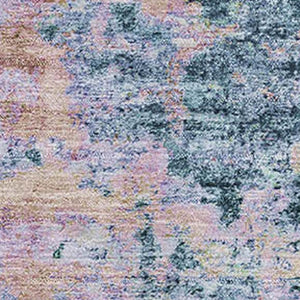 HomeRoots 5' Blue and Lavender Abstract Washable Area Rug with UV Protection for Style and Durability in Any Room 699138