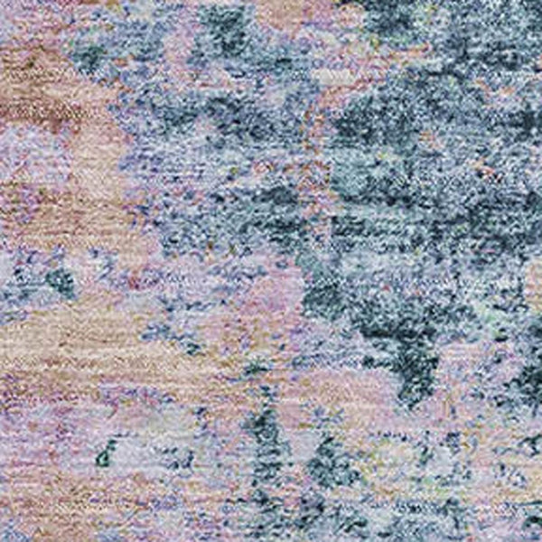 HomeRoots 5' Blue and Lavender Abstract Washable Area Rug with UV Protection for Style and Durability in Any Room 699138