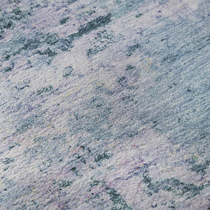 HomeRoots 8' Blue and Lavender Abstract Round Rug - Washable, UV-Protected, Stain-Resistant, Modern Design 699139