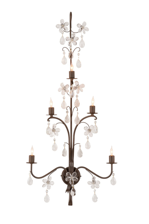 Chelsea House Perennial Italian Wall Sconce With Bronze Iron Base & Crystal Floral Accents — Timeless, Luminous Focal Piece 69914