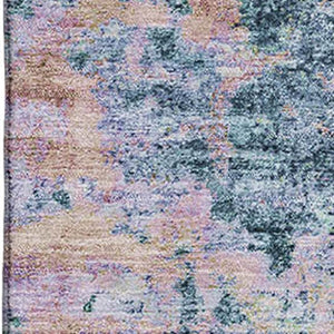 HomeRoots 8' X 10' Washable Blue and Lavender Abstract Area Rug with UV Protection for Modern Homes & Patios 699140