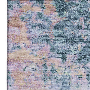 HomeRoots 8' X 10' Washable Blue and Lavender Abstract Area Rug with UV Protection for Modern Homes & Patios 699140
